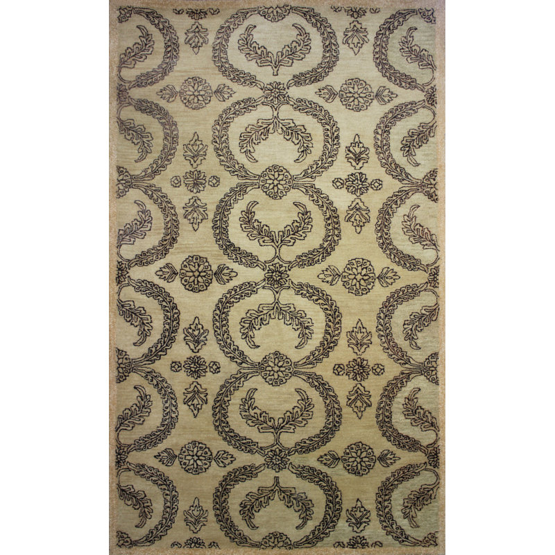 Tapis décoratif en laine Touffeté à la main en laine doré modbury ikat, Rectangle 5 pi x 8 pi