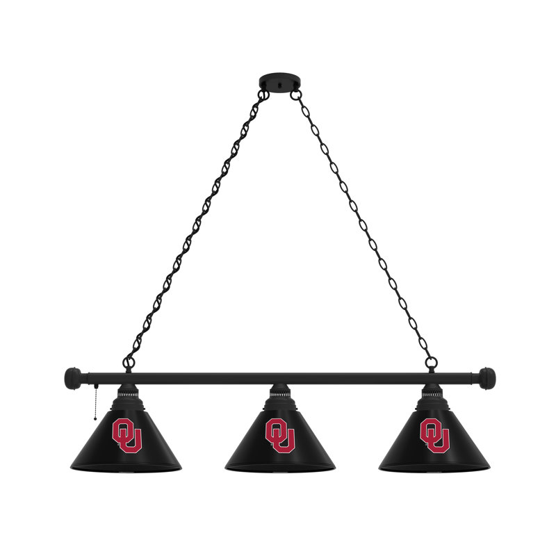 3 - Light Pool Table Lights Pendant, Black, Oklahoma Sooners