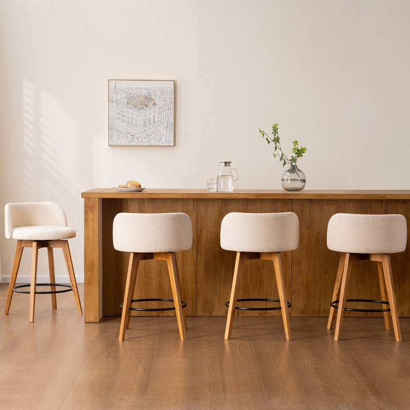 Tabourets de bar 26 po avec chenille, 4, Chêne foncé