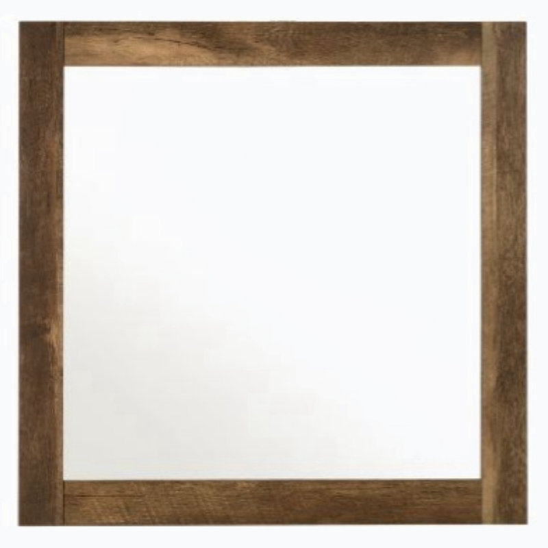 Metal+Synthetic Wood+Mirror Rectangle Wall Mirror