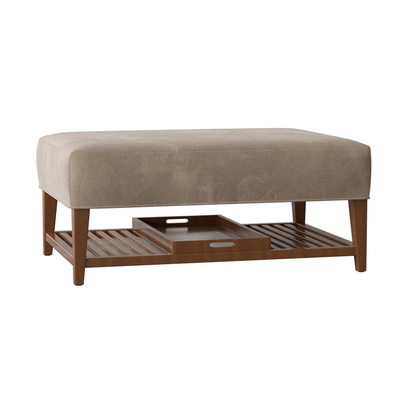 Carly Upholstered Ottoman, Pecan, Tweetie 7 Tan Performance Velvet