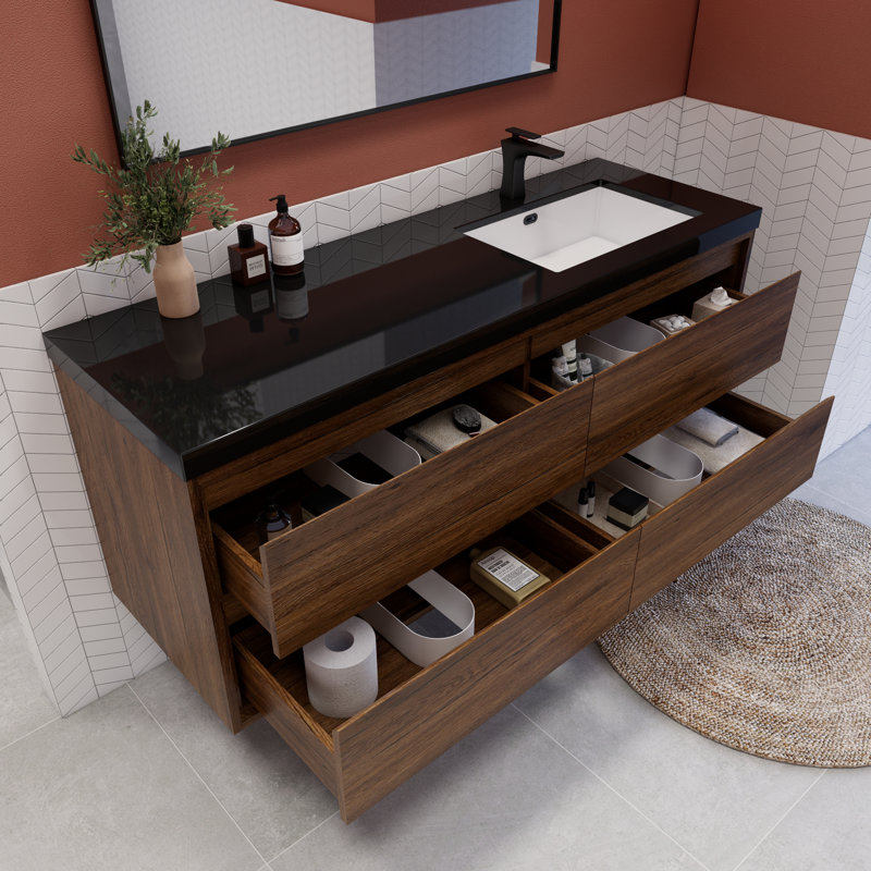 Ensemble de meuble-lavabo simple 60 po Vickye, Palissandre