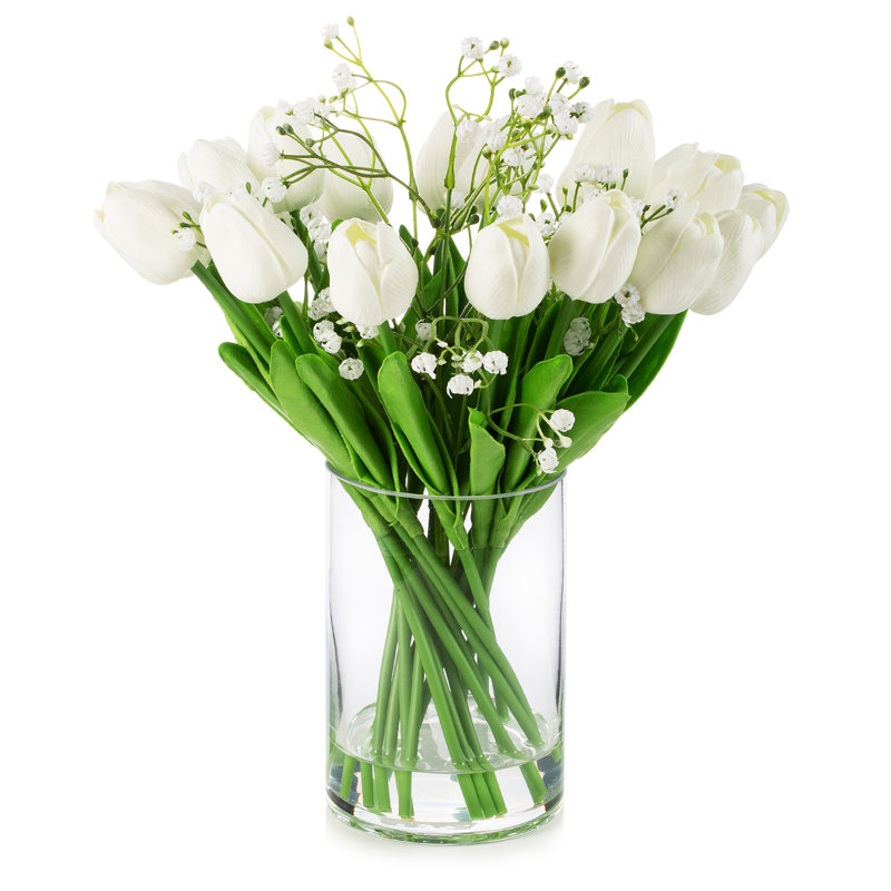Arrangement floral tulipes dans un vase, Blanc