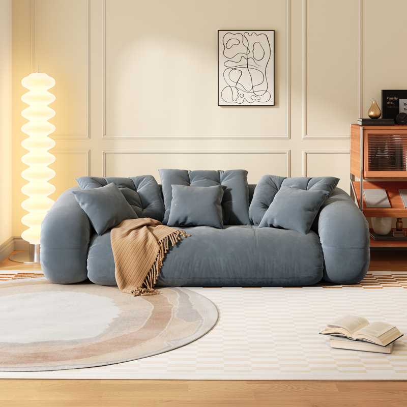 Canapé-lit convertible en velours Anchondo, H 23,6 po x l 86,2 po x P 40,2 po, Gris