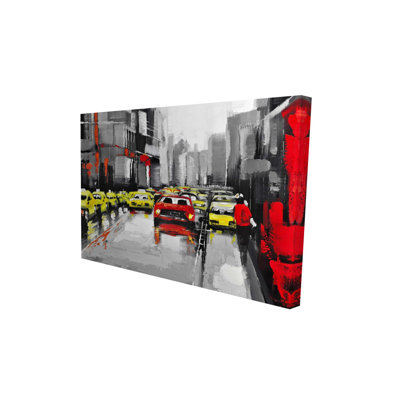 Gray Industrial Cities Canvas | Abstract Rainy Day Traffic Decor