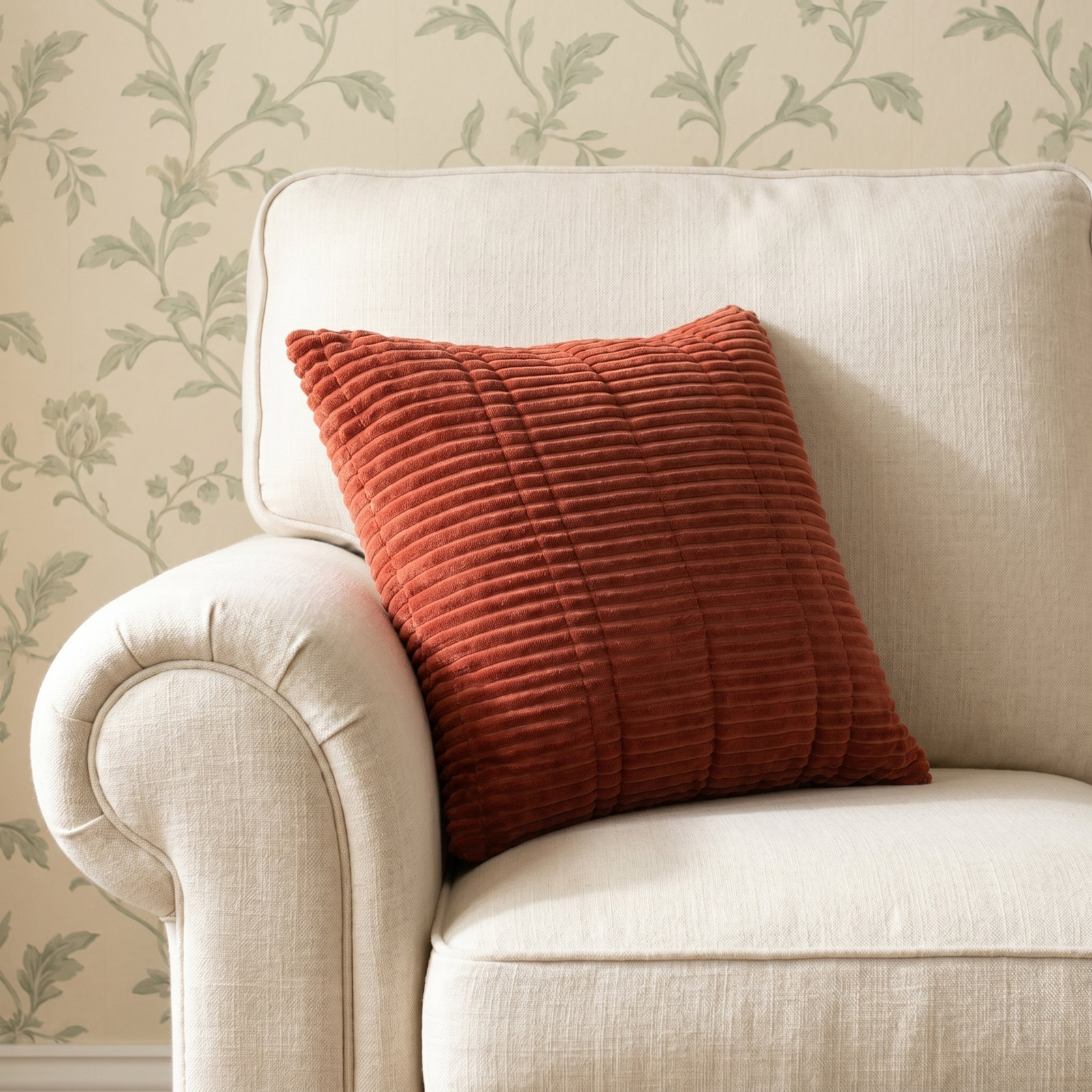 Rizzy Home 18" x 18" Cotton Pillow Cover & Insert, Rust, Down Alternative