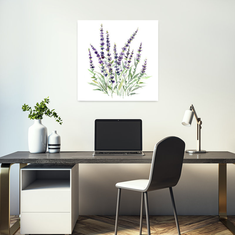 Lavande, botanique, I, délicat, minimaliste, lavande, nature, art mural, H 18 po x l 18 po
