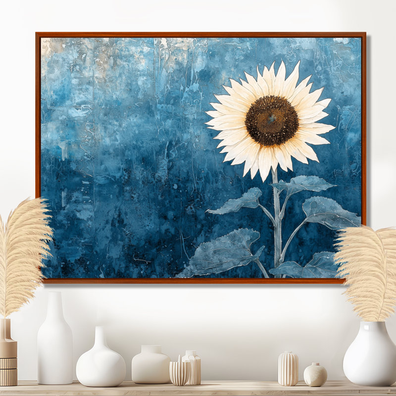 Velours «Dream of A Sunflower IV» - art mural salon tournesol, H 24 po x l 32 po, Brun
