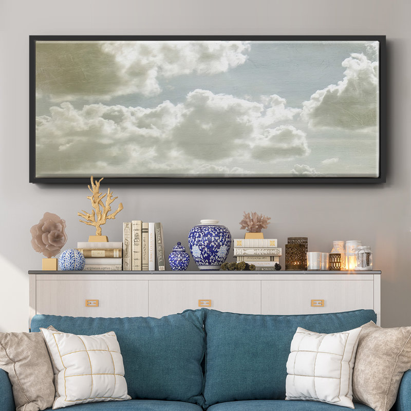 «Sky Scrapers IV», impression encadrée sur toile, Toile avec cadre flottant noir, H 24 po x l 60 po x P 1,5 po
