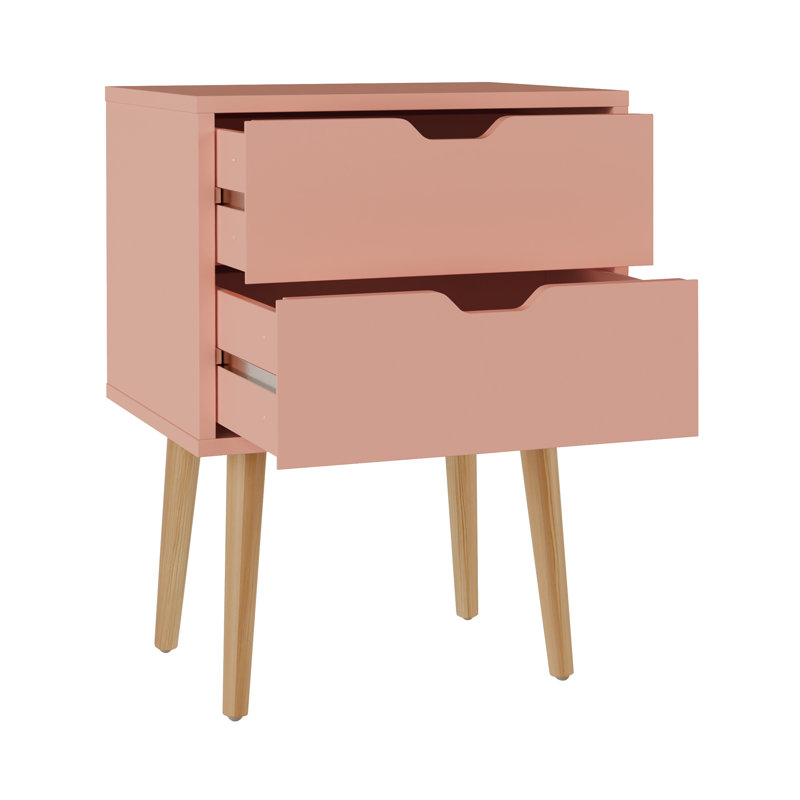 Lalani 40cm W Bedside Table, Coral Pink