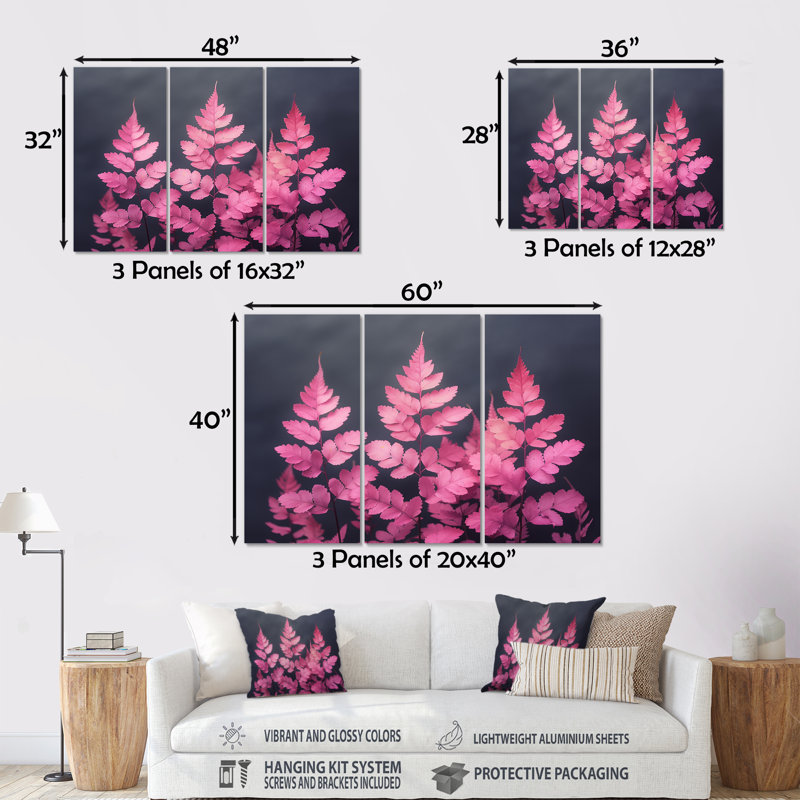 Figurines murales monochromes roses, Ethereal Dream, Métal métal, H 40 po x l 60 po x P 1 po