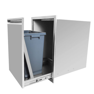 Tiroir double intégré en acier inoxydable l 20 po x H 27 po x P 24 po avec 2 poubelles 5,2 gallons (20,8 pintes), tiroir pour îlot de barbecue (2 bacs inclus)