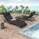 2-Piece Foldable "S"-Shaped Reclining Chaise Lounge Set With Adjustable Backrest And Foldable Rattan Coffee Table