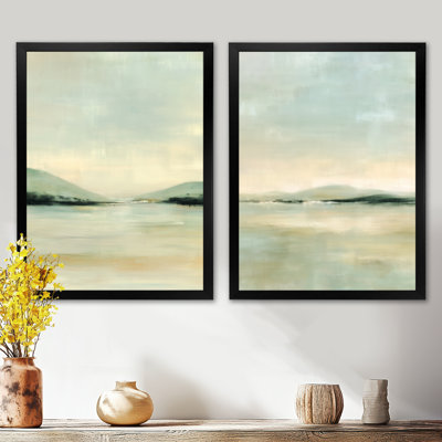 «Green Yellow Morning Dew Of Alice Lake - Vancouver», ensemble de 2 reproductions d'art sur toile, paysage urbain vert