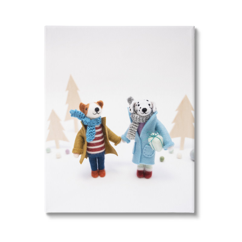 Aw-030-Canvas Winter Holiday Gift Dog Couple On Canvas par Lemon & Sugar, photographie, H 20 po x l 16 po x P 1,5 po