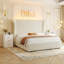 Ensemble de chambre à coucher 3 pièces, lit rembourré en velours côtelé avec 2 tables de chevet avec 3 tiroirs et chargement USB-2006975546-2008175926