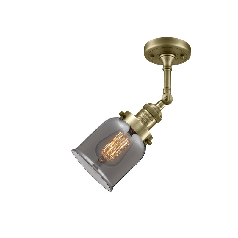 Applique murale 1 lumière 8 po Bell, Laiton antique, Ampoule à DEL rétro de 6 watts, Plaqué couleur fumée