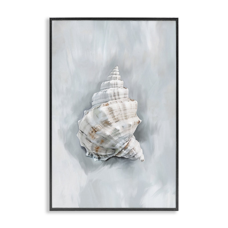 Conch Seashell Mirage, estampe numérique, design par Ramona Murdock, H 18 po x l 12 po, Giclée encadrée noir minuit