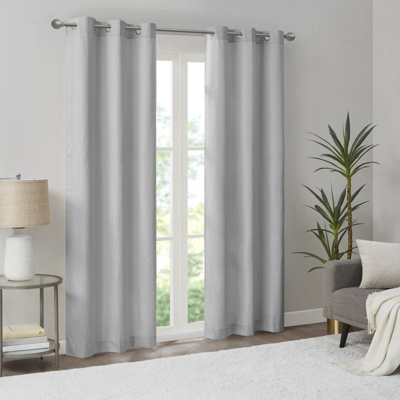 Galen Basketweave Room Darkening Curtain Panel Pair, Gray