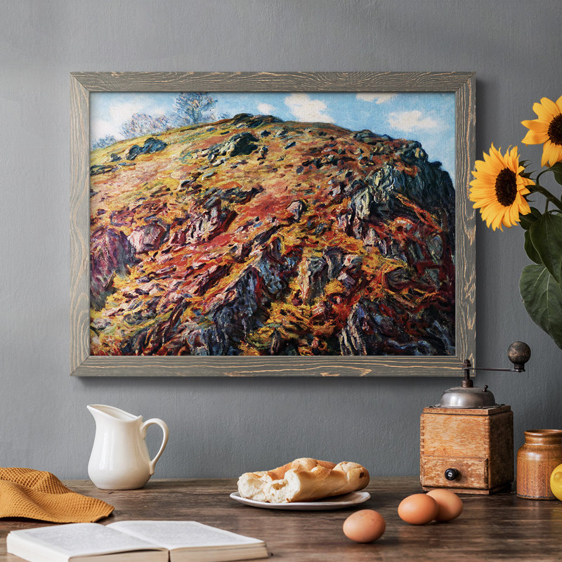 «The Boulder», peinture sur toile encadrée, H 28 po x l 42 po x P 1,5 po, Gris