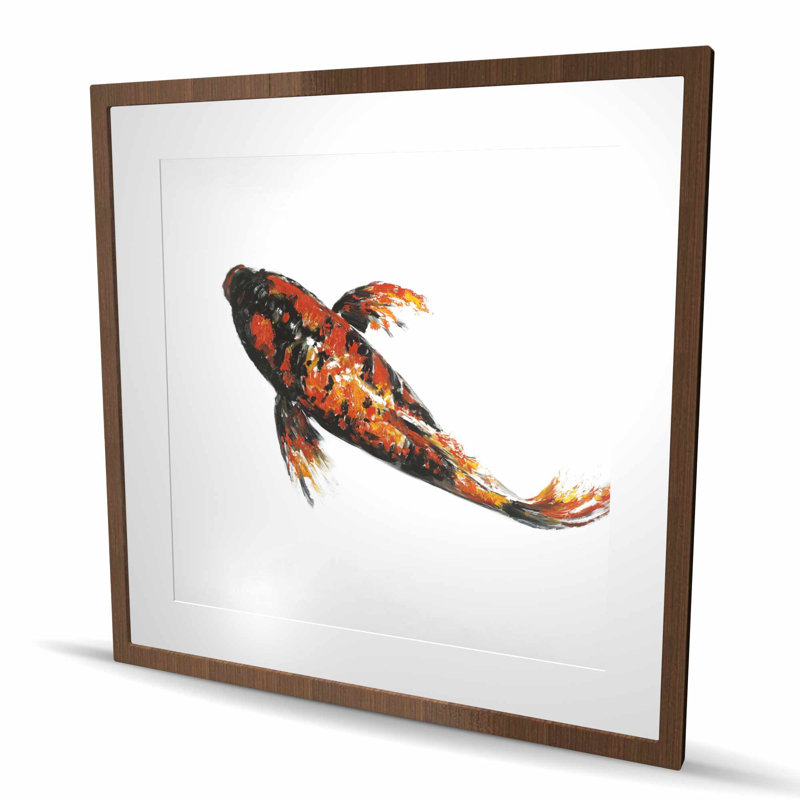 Papillon rouge Koi - impression encadrée mat pour la décoration intérieure