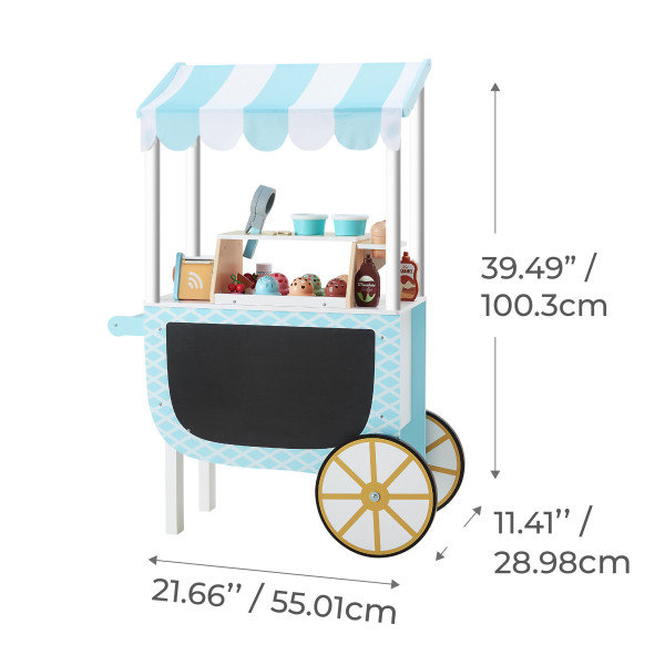 Teamson Kids Ice Cream Play Carts & Stands Set