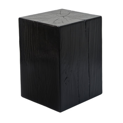 Retro Natural Style Black Stackable Side Table , Made Of 85% And 15% Fiberglass, 14.5" Surface, Suitable For Outdoor Spaces Fit Different Rooms