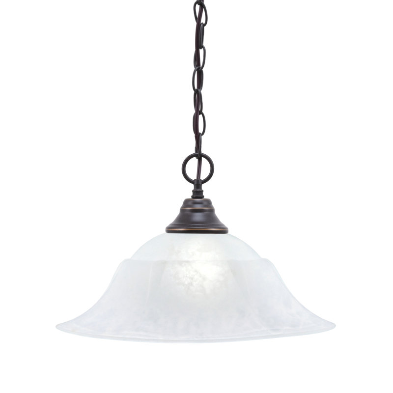 Luminaire suspendu en chaîne avec verre cristal sarcelle 16 po, Marbre blanc, Granit foncé