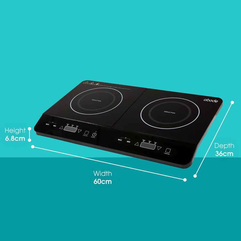 Abode AINDH2003 Portable Double Induction Hob, Digital Dual Control 2.8kW - Black