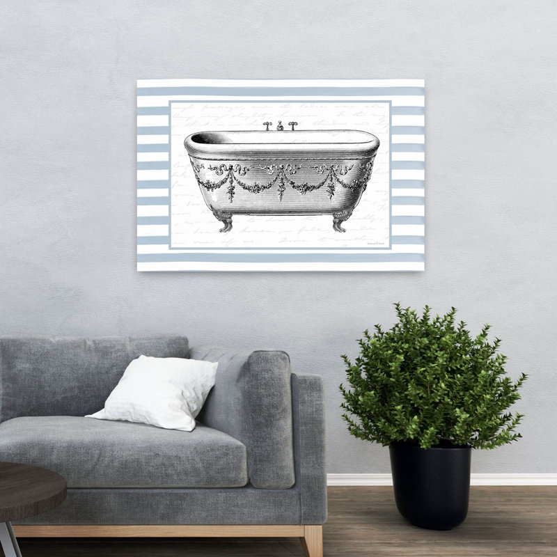 Art mural rétro rétro élégant avec baignoire sur pattes rétro, 32" H x 48" W