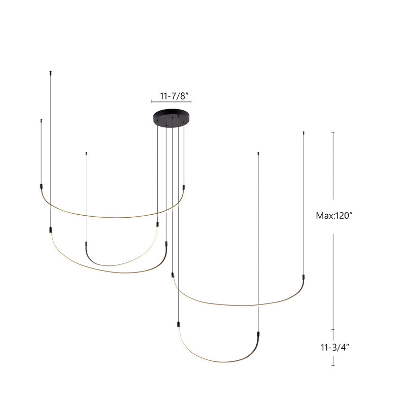 Talis 5 - Light LED Pendant, Black, 11.75" H x 90.25" W x 90.25" D