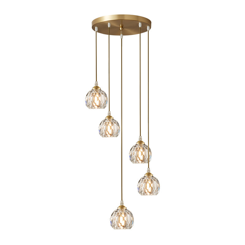 Disc Staircase Swirl Cluster Crystal Pendant Light, 100cm H x 37cm W x 37cm D