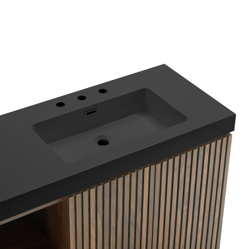 Meuble-lavabo avec lavabo noyer 72F "Winston, Dark Walnut
