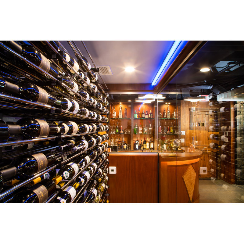81 Bottle Wall Mounted Wine Bottle Rack, Matte Black/Chrome