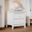Table de chevet à 2 tiroirs pour chambre à coucher, table de chevet rétro Mid-Century avec design classique, blanc