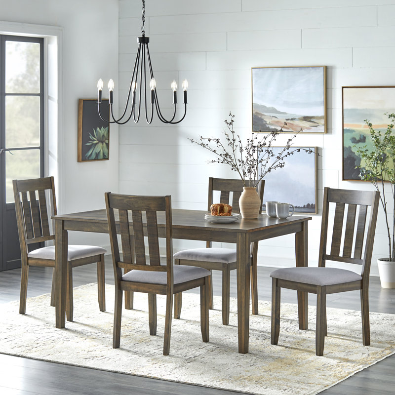 Ensemble de salle à manger Rhem, Brun, 5 pièces : 1 table, 4 chaises