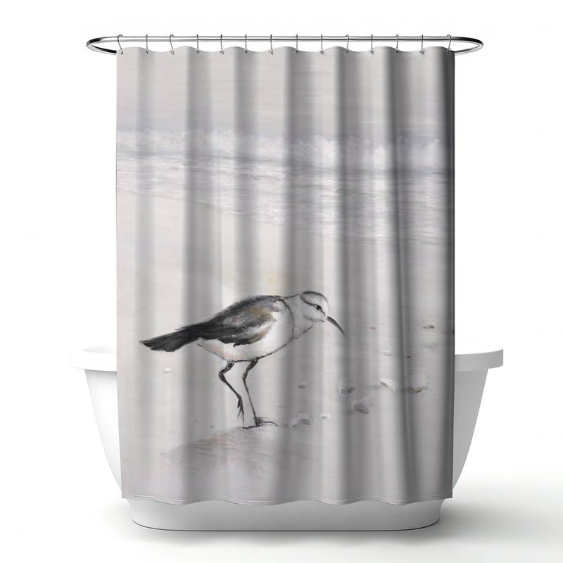 Shower Curtain AN98 – Polyester Shower Curtain, Dye Sublimation Print, 71" W × 74" L, White/Gray