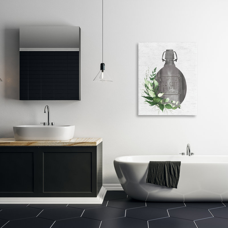 Bouteille rétro avec toile d'herbes de salle de bain, design par lettré et doublé, H 40 po x l 30 po
