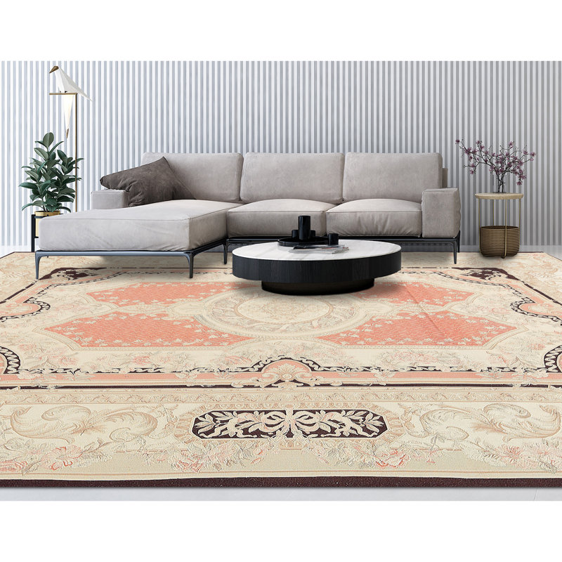 Hand-Knotted High-Quality Rust and Ivory Area Rug