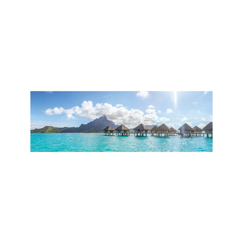 Panoramic Of Bungalows In Bora Bora by Matteo Colombo - Wrapped Canvas Panoramic Print, 152.4 cm H x 50.8 cm W x 3.175 cm D