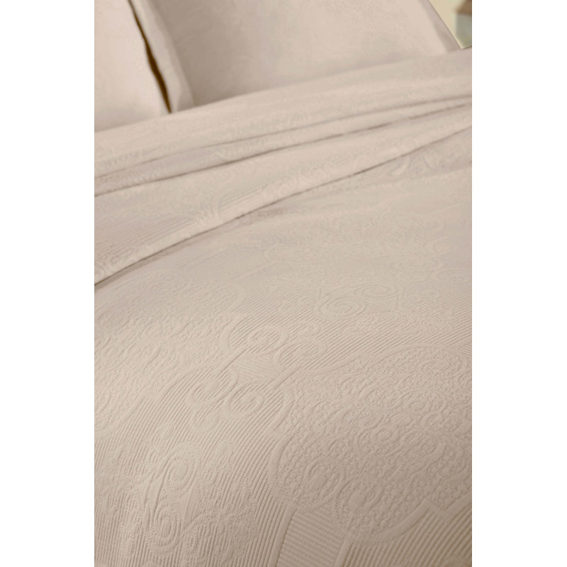 Linen Full Cotton Matelasse Bedspread Set with Pillow Shams