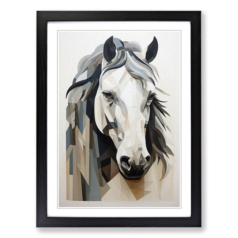 Shire Horse Geometric - Framed Print, Black, 46cm H x 34cm W x 2cm D