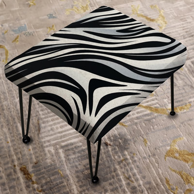Black And White Zebra Stripes - Striped Rectangle Ottoman by Design Art