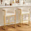 Tabouret de bar 26 po à hauteur de comptoir avec dossier, cuir de polyuréthane blanc cassé-112666110-107319595