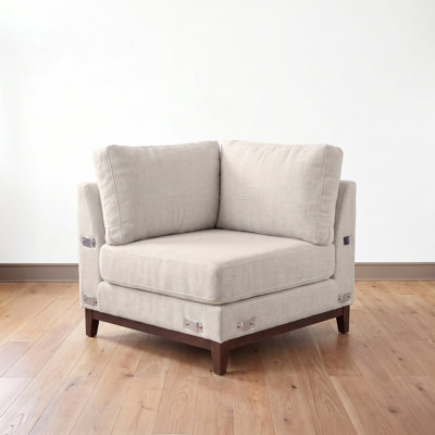 Martha Stewart Bedford Modular Sectional Sofa Corner Unit with Tapered Wooden Legs