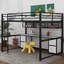 Lit mezzanine double en métal avec bureau Allyse, bureau, tiroirs et plateau de chevet, station de charge, prise USB et prise-1626827753