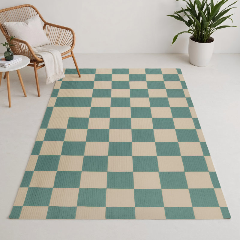 Tapis d'intérieur et d'extérieur à carreaux beige, Rectangle 9 pi x 12 pi