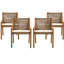 Ensemble repas d'extérieur - Table Stamford en bois d'acacia de qualité supérieure et chaises en osier avec coussin crème pour une expérience culinaire confortable, convient aux grands rassemblements (1 table + 4 chaises)