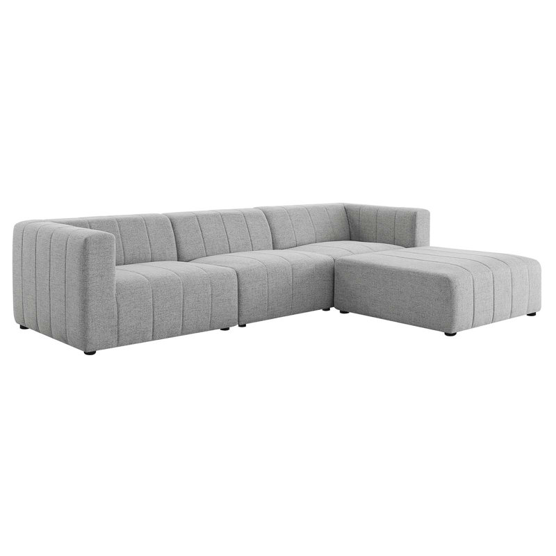 Canapé modulaire en tissu 4 pièces Modway Bartlett, Velours gris clair