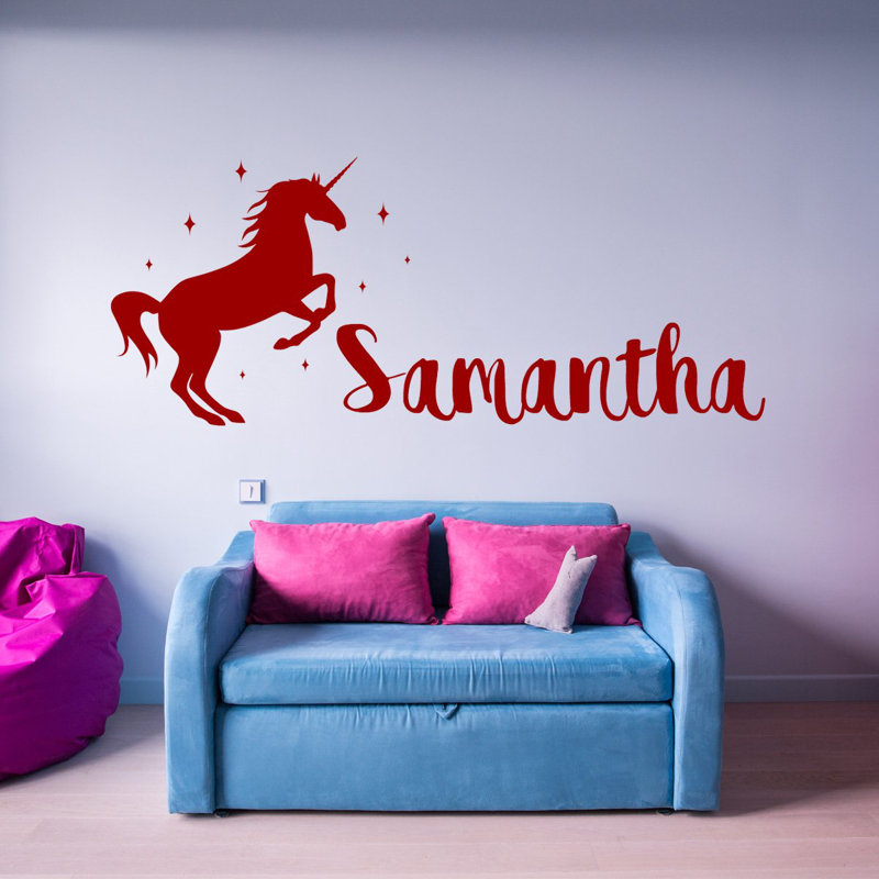 Décalcomanie murale pour chambre de bébé custom name, H 16 po x l 32 po, Bourgogne